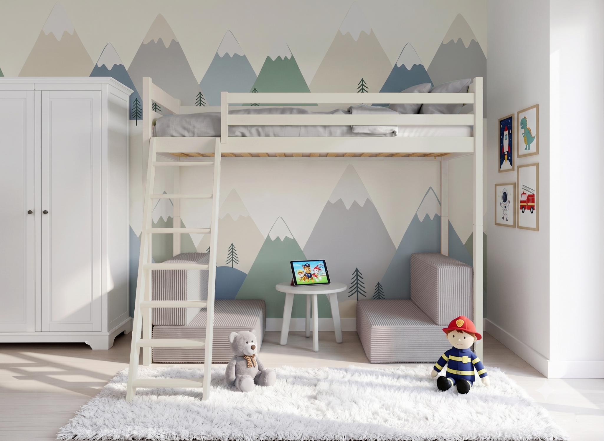 Lit mezzanine SOFENA avec canapé modulable – Lano Meble